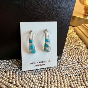 Zuni Handmade Opal & Turquoise Earrings
